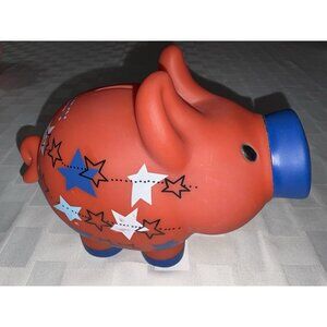 Rare Old Navy Collectible Red White & Blue Stars Piggy Bank